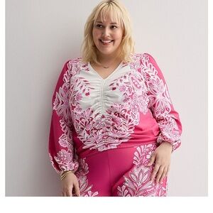 Floral Pink and White Women's Top